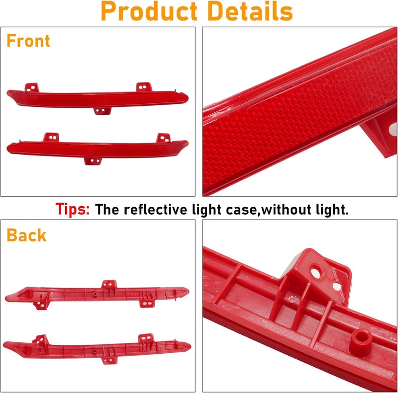 Abodvu Compatible with Honda Accord Rear Bumper Reflector 2018-2024,Left Driver & Right Passenger Side Rear Bumper Red Marker Trims,Back Reflector Light W/O Bulb Replacement for 10th Gen Accord(1Pair) - Image 5